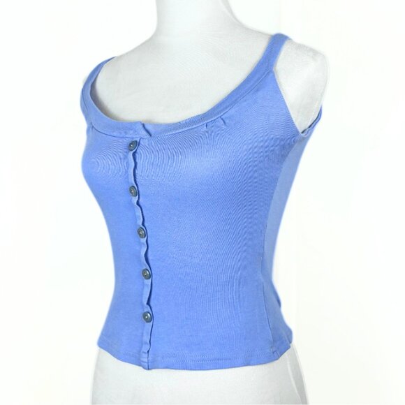1950s Style Freddies of Pinewood Vest Tank Top Sleeveless Blue S Small - Picture 1 of 8